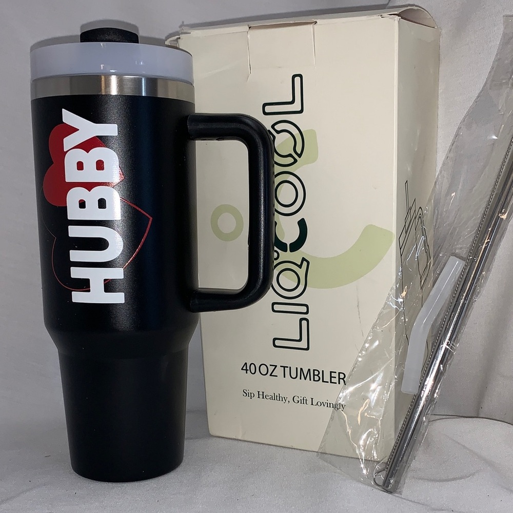 Liqcool Black 'Husband' Tumbler with Straw